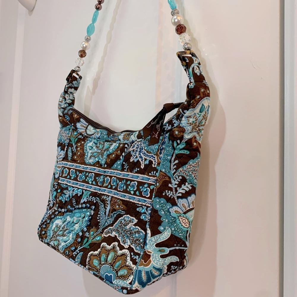 Vera Bradley Upcycled Beaded Java Blue Handbag - Picture 5 of 11